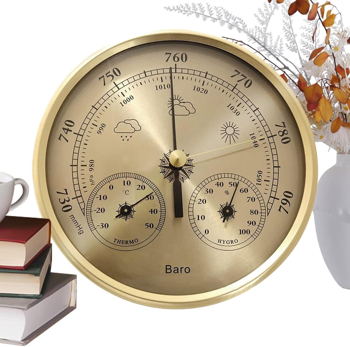 Digitale Barometer - Weerstation Vochtigheid - Buitenactiviteiten Monitoren - Duurzame Metalen Constructie - 130 mm Display - Zilverkleurig