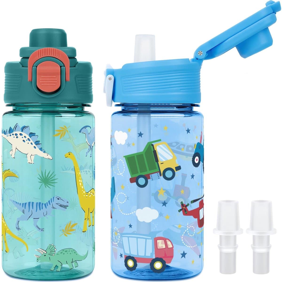 Omgoods - Kinderdrinkfles met Rietje, Lekvrij, 380 ml, 2 Stuks
