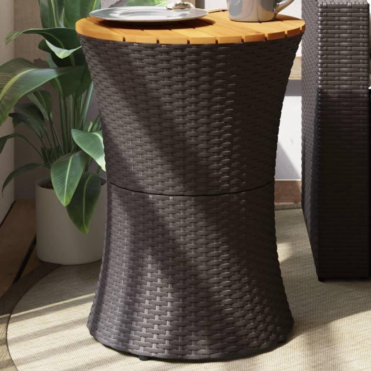 Tuintafel - Bijzettafel buiten - Genieten in de tuin - Trommeldesign - 38 x 56 cm - Zwart