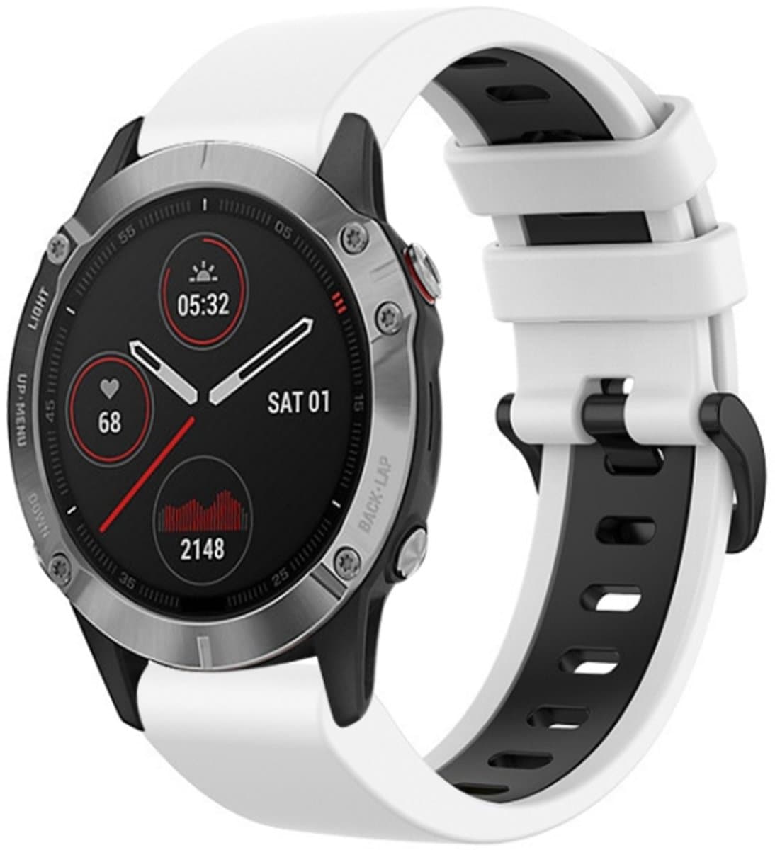 Voor Garmin Fenix 6 22mm siliconen sport tweekleurige horlogeband (wit + zwart)