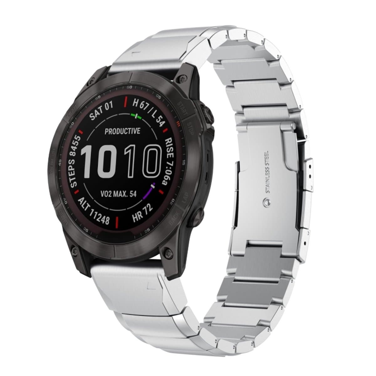 Voor Garmin Fenix 7 Pro 51mm Tortoise Shell roestvrijstalen horlogeband (zilver)