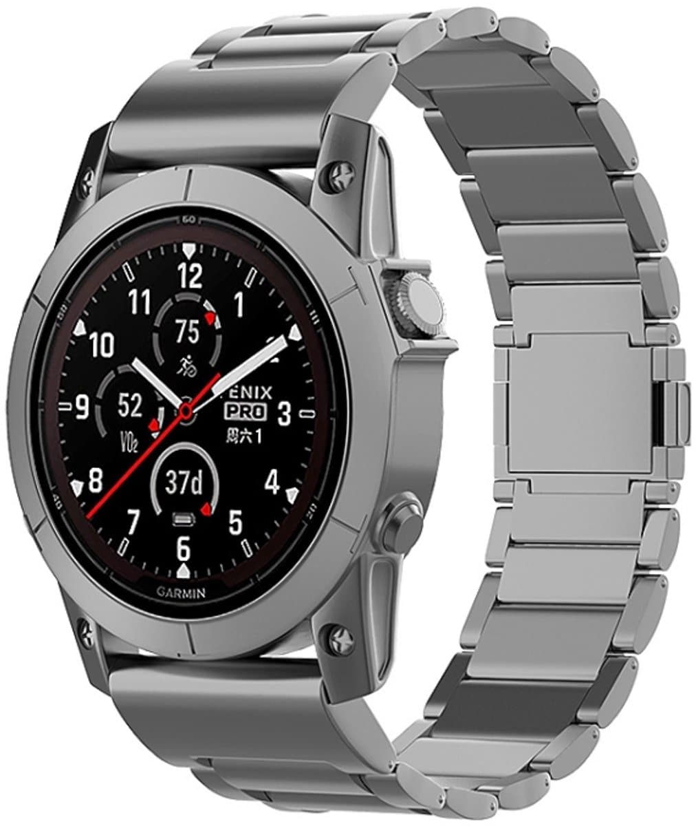 Voor Garmin Tactix 7 Pro / Fenix 7X 26mm Drie-kralen magnetische gesp Metalen snelsluiting horlogeband (grijs)