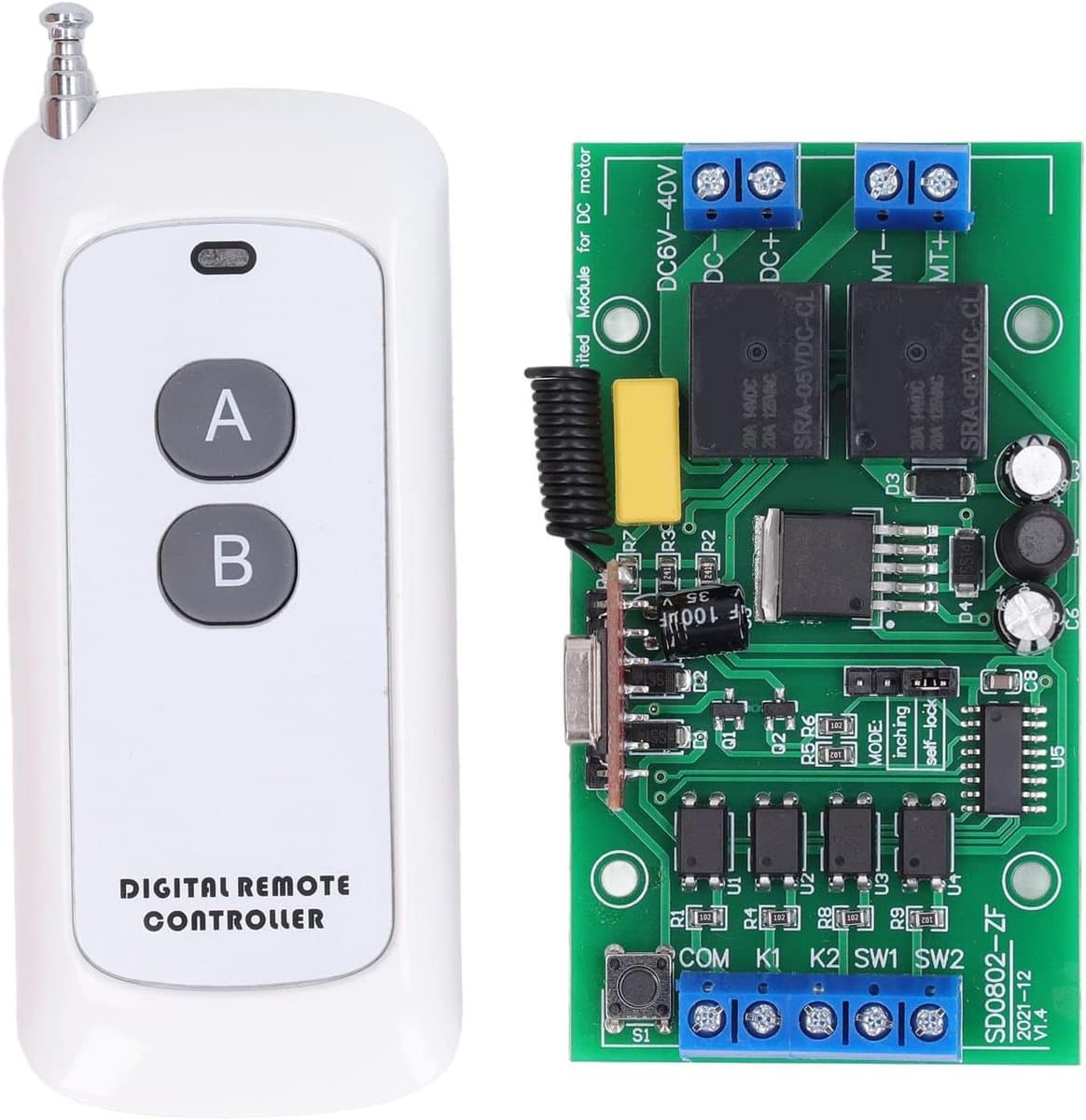 Afstandsbediening Module - Motor Controller - Rolluiken Besturen - 200M Bereik - DC 6V-40V - Grijs
