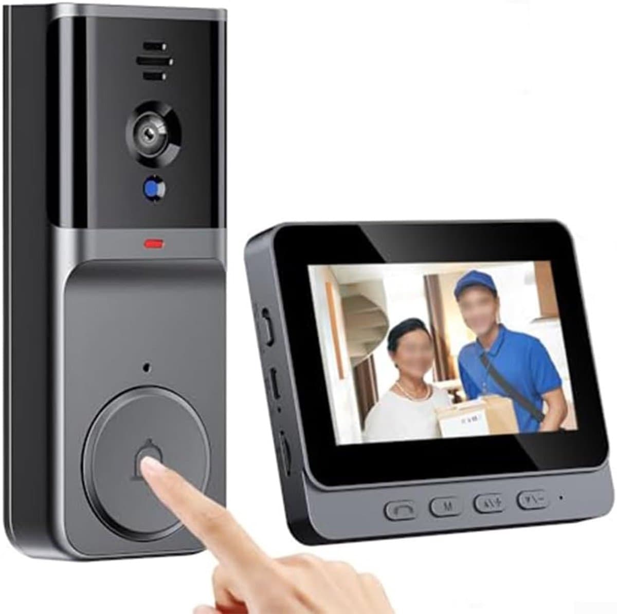 Draadloze Videodeurbel - Camera met Monitor - Huis Beveiligen - Geen Wifi Nodig - 20 x 16 x 6 cm