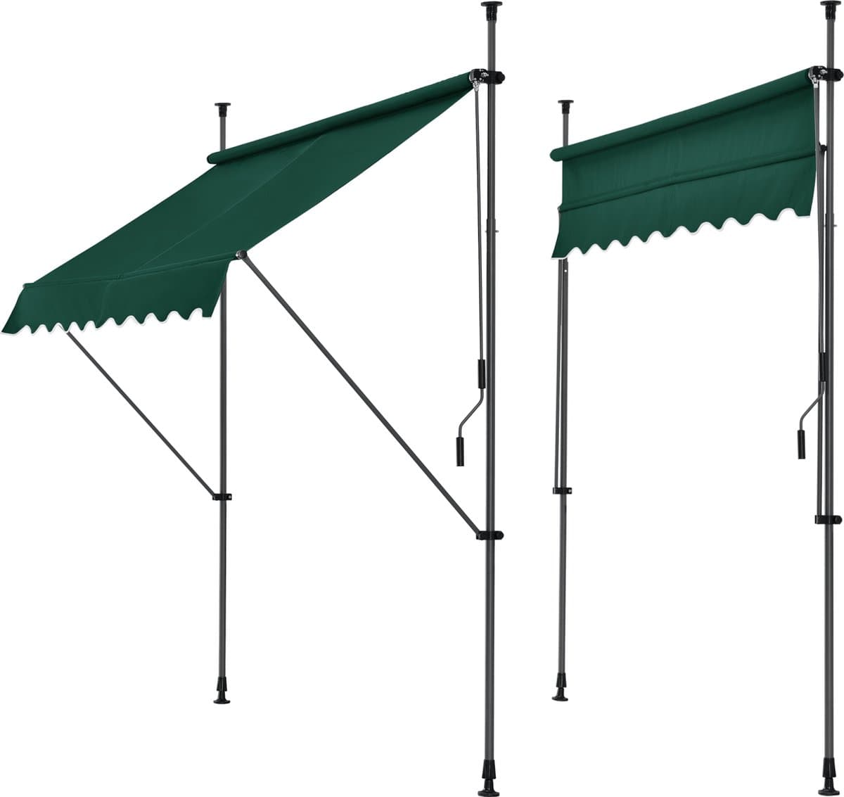 Klem zonwering luifel uitschuifbaar donkergroen 400x120 cm