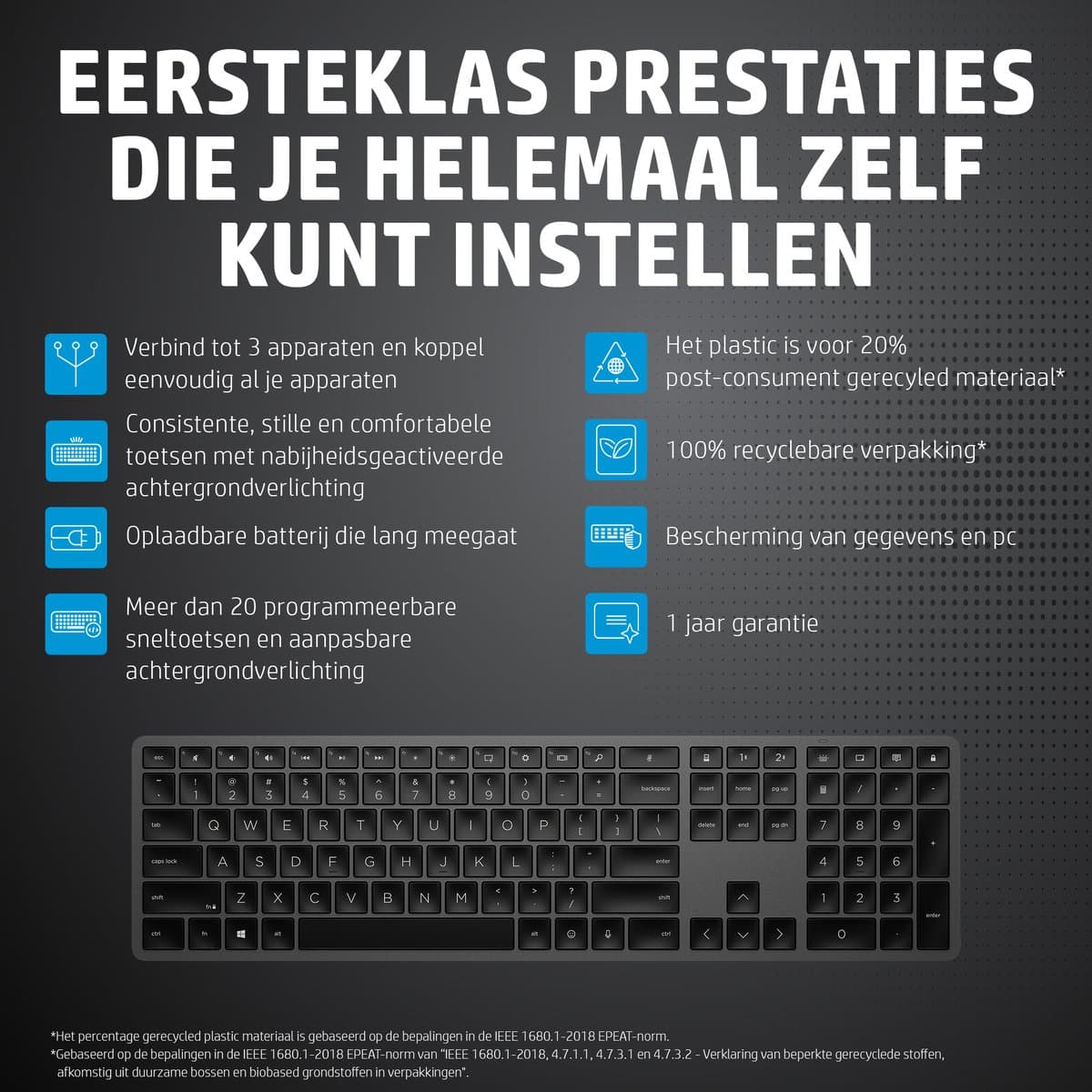 HP 975 Dual-Mode Draadloos Toetsenbord Zwart QWERTY