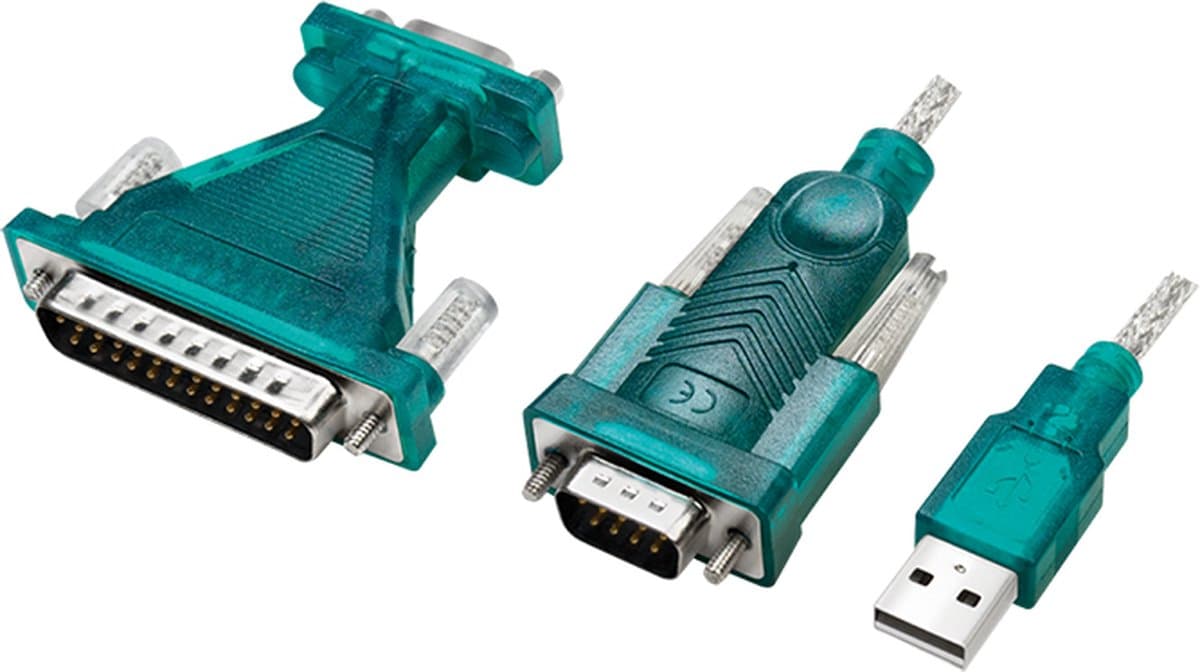 LogiLink Adapter Serieel [1x USB-A 2.0 stekker - 1x D-sub stekker 9-polig, D-sub stekker 25-polig] 1.3 m Groen