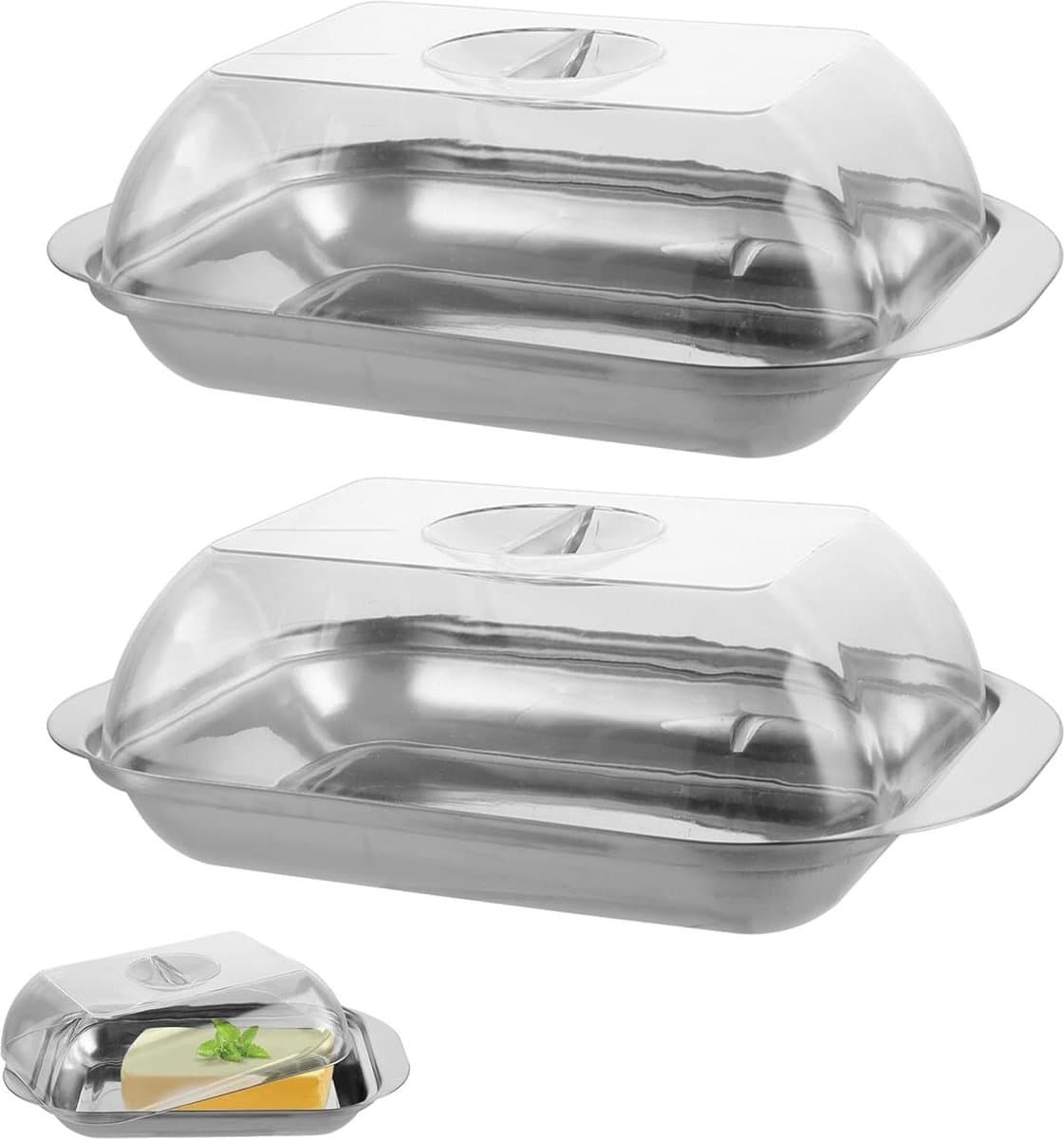 Botervloot met deksel - botervloot voor 250 g boter - boterschaal voor keuken koelkast - vaatwasmachinebestendig - 173 x 11 x 2 cm