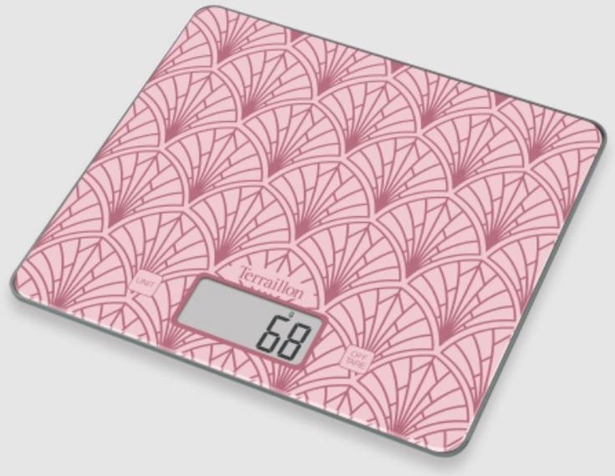 Terraillon Art Deco Keukenweegschaal - Nauwkeurig, Stijlvol en Functioneel in Goud/Roze