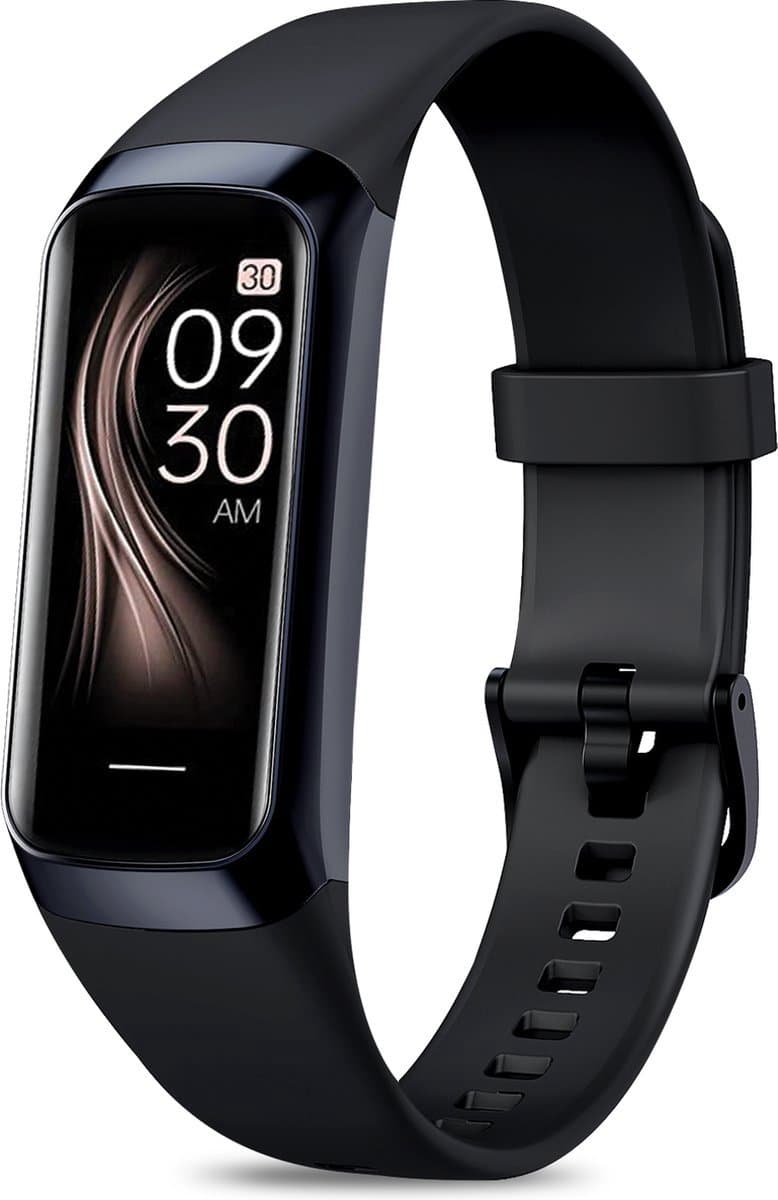 Otiume Activity Tracker - Stappenteller en Hartslagmeter - Sporthorloge - Smartwatch - Dames Heren en Kinderen - Amoled - Bloeddrukmeter - Zwart