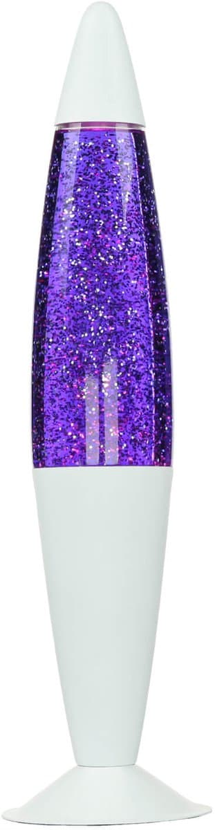 Licht-Erlebnisse - Jenny - Lavalamp - 2700K - G9 - van - Aluminium glas - in - Glitter (violet) transparant wit - Retro Tafellamp
