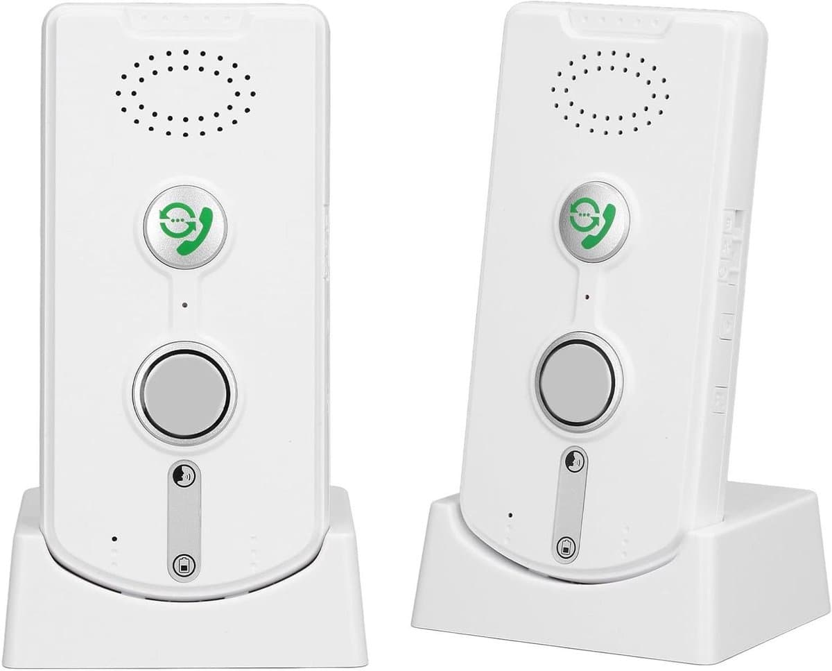 2-weg Spraakintercom 410M Tot 490M Deurbelsysteemeenheid Spraakgestuurd Handsfree Draadloos Systeem voor Thuisouderen Bereik van 1000 M (WHITE)