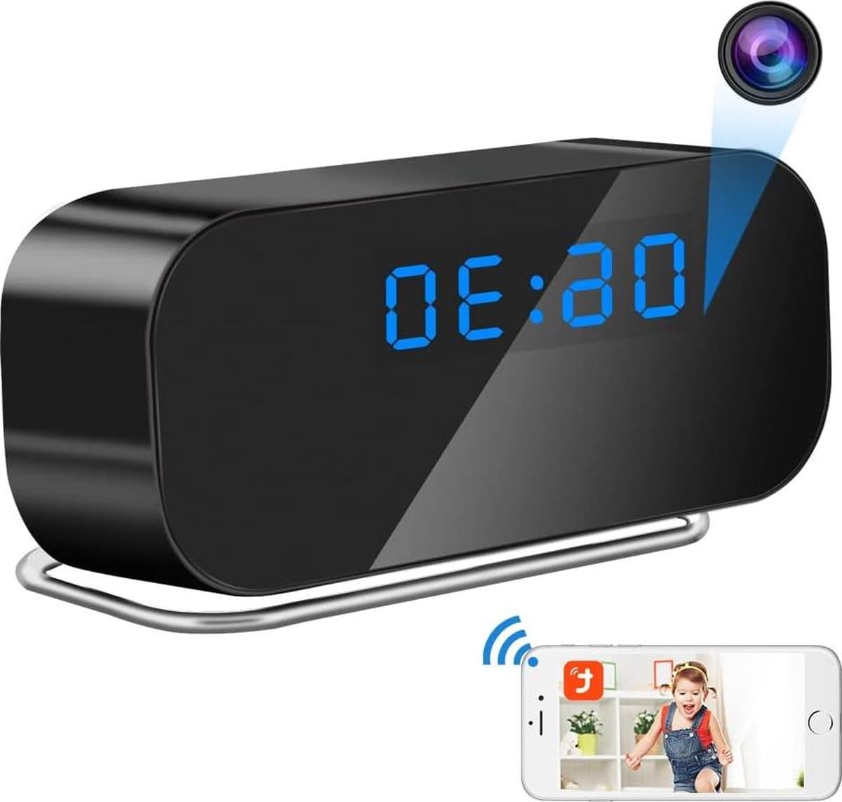 Spioncamera klok met wifi - nachtzicht - bewegingsdetectie - 120° groothoek - 1080p HD video