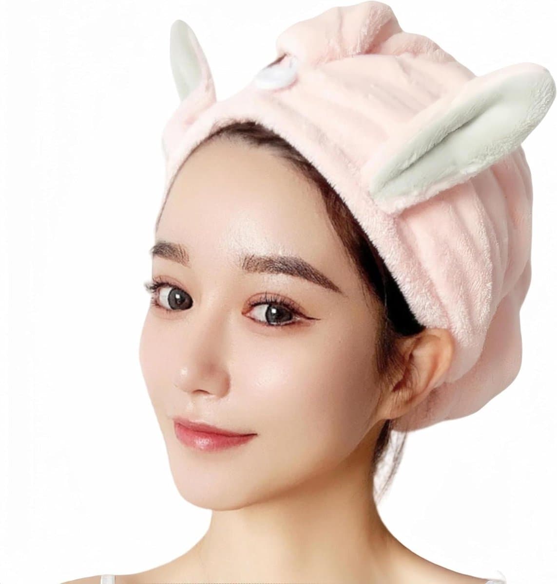 Microvezel Haarhanddoeken - Pluche Oortjes - Haar Drogen - Super Absorberend - 2 Stuks - Roze