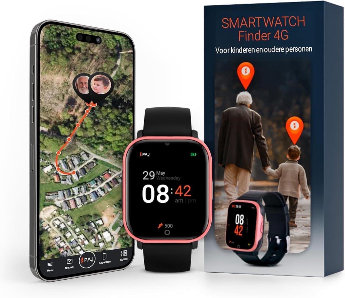 4G Smartwatch met GPS Tracker, SOS Alarm en Real-time Locatie - Waterdicht