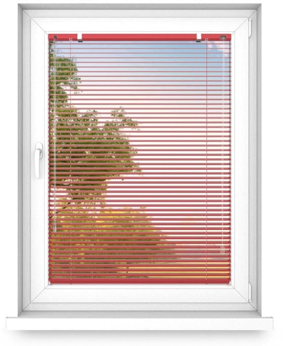 time4blinds - Binnenjaloezieën Zonder Boren - Aluminium Jaloezieën - Aluminium Rolgordijnen voor Woonkamer, Slaapkamer, Keuken, Kantoor - met Koordgeleiders - Rood, Rechts, 1500x1600