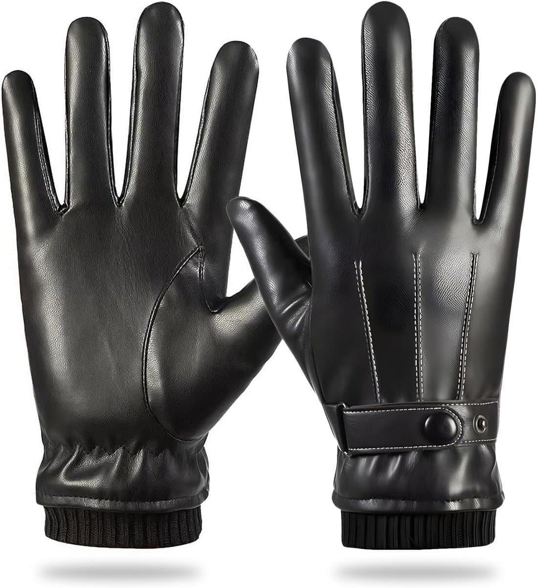 Warmtegevende winterhandschoenen van PU-leer met touchscreen, antislip en ideaal voor buitenactiviteiten zoals sporten, autorijden en motorrijden.