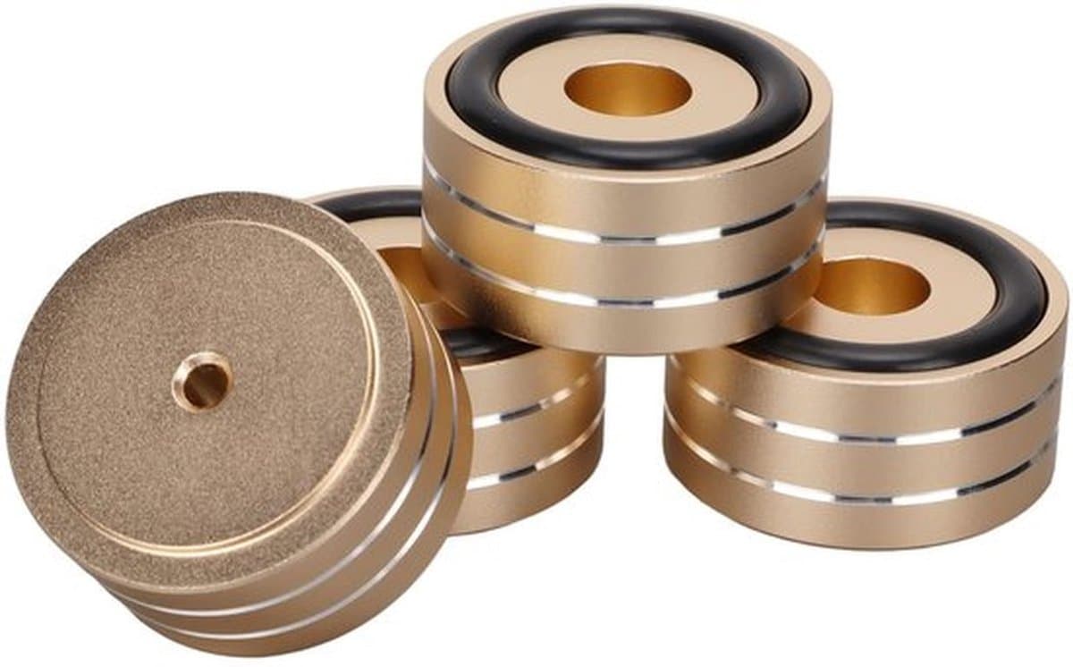 Speakerisolatie Spike-Stand - Aluminium isolatievoeten voor luidsprekers - Stabiele installatie - Goud - Antisliprubber - Voor HiFi-apparatuur