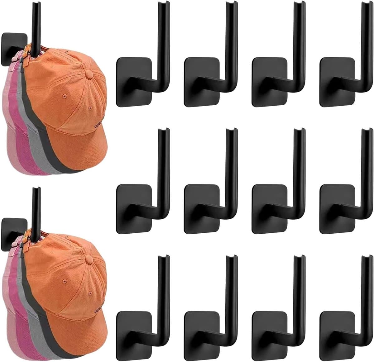 12 Stuks Adhesieve Hoekhangers voor Hoeden, Sleutels en Koptelefoons - Perfect voor Organisatie en Ruimtebesparing