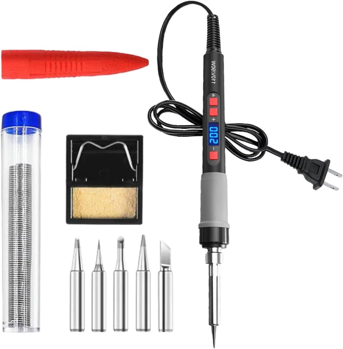 Soldeerbout Kit - Elektrisch Soldeerapparaat - Elektronica Repareren - 90W Vermogen Instelbaar - 200 mm Lengte - Zwart