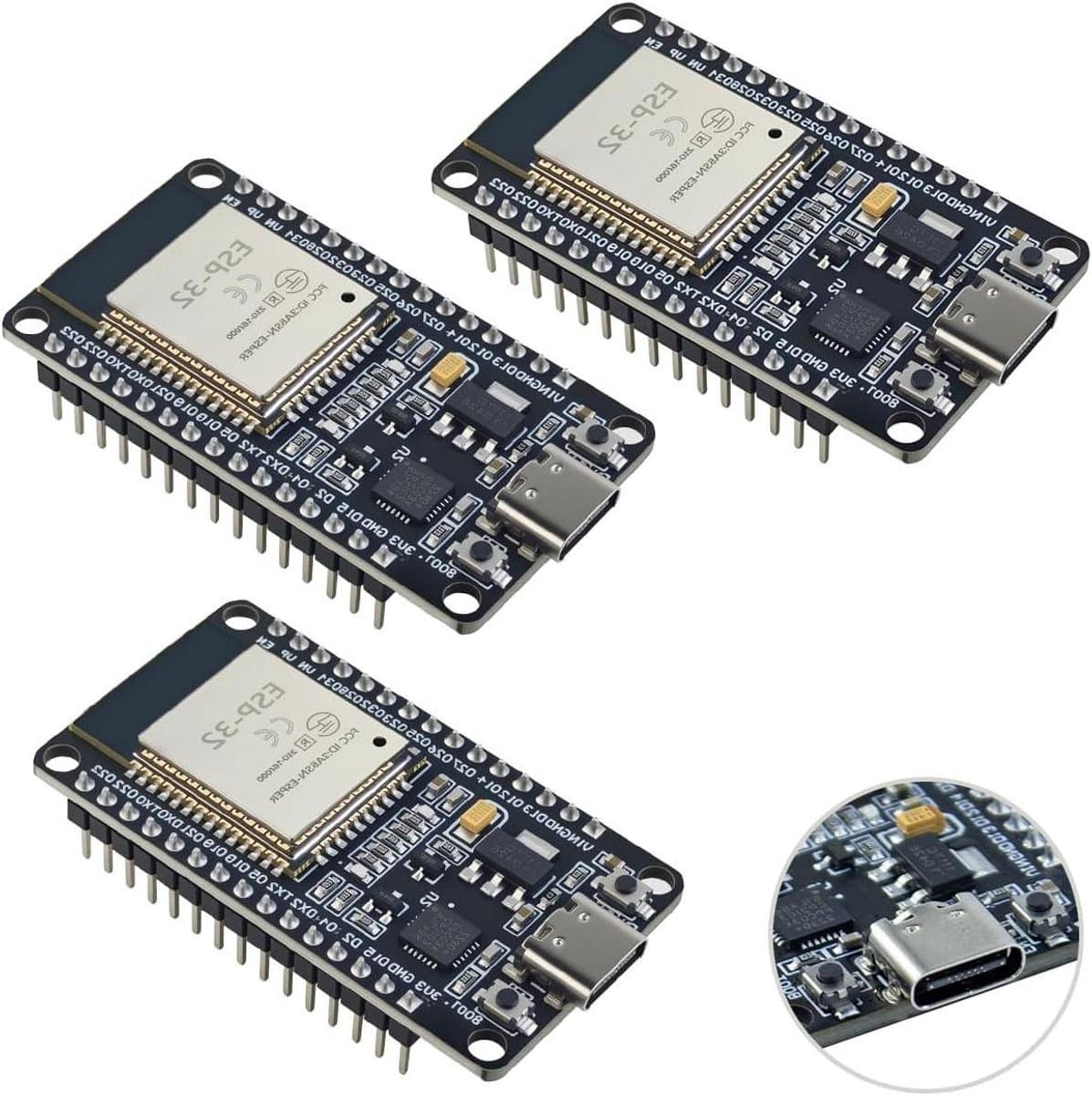ESP32 Ontwikkelbord - Microcontroller Bord - IoT Projecten - Dual Core Processor - 3 Stuks - Blauw