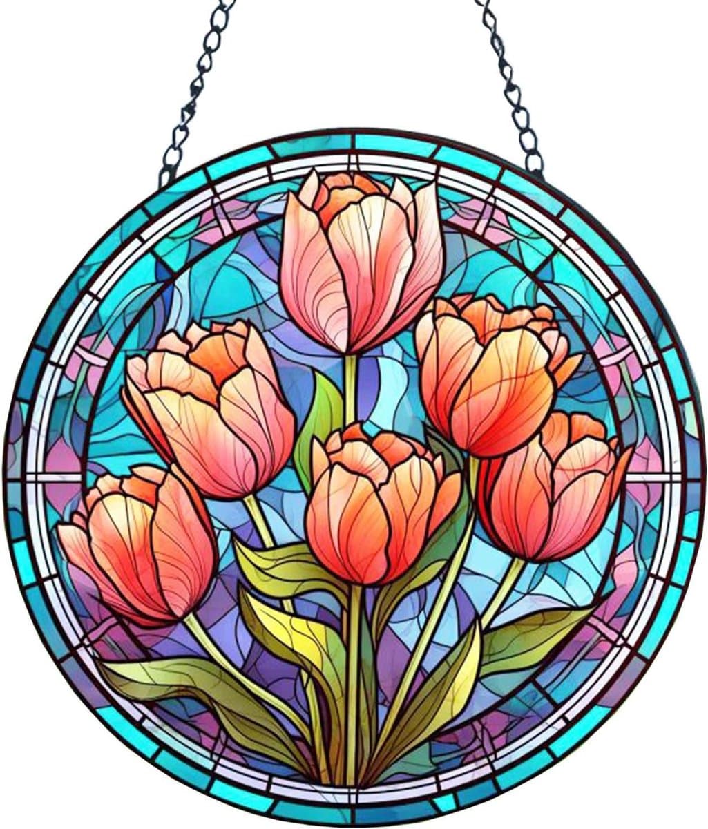 Acryl Raamhanger - Bloem Decoratie - Binnen Buiten - Hoogwaardig Acryl - 15x15 cm - Stijl A