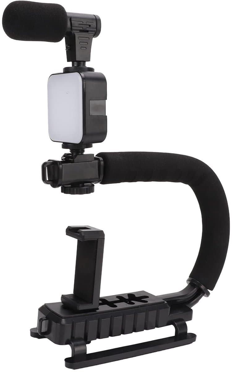Dailygoody - Handheld Videocamerastabilisator - U-vorm Draagbare Camerastabilisator - Stabiel Fotograferen - Compatibel met Sportcamera's - LED...