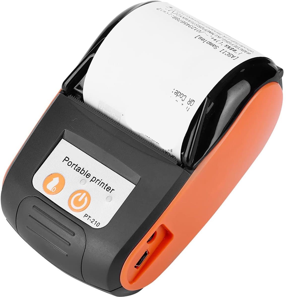 Jhubersproducts - Draagbare Thermische Bonprinter - Bluetooth Printer - Compact en Draadloos - Oranje - Labels en Bonnen - Geschikt voor Android