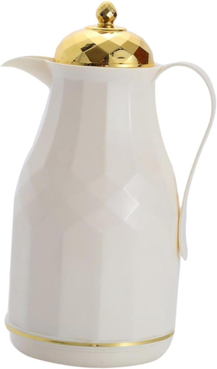 Thermoskan Koffiekan - Isolerende Kan Drankdispenser - Dranken Warm Houden - Arabisch Design - 1 Liter - Wit