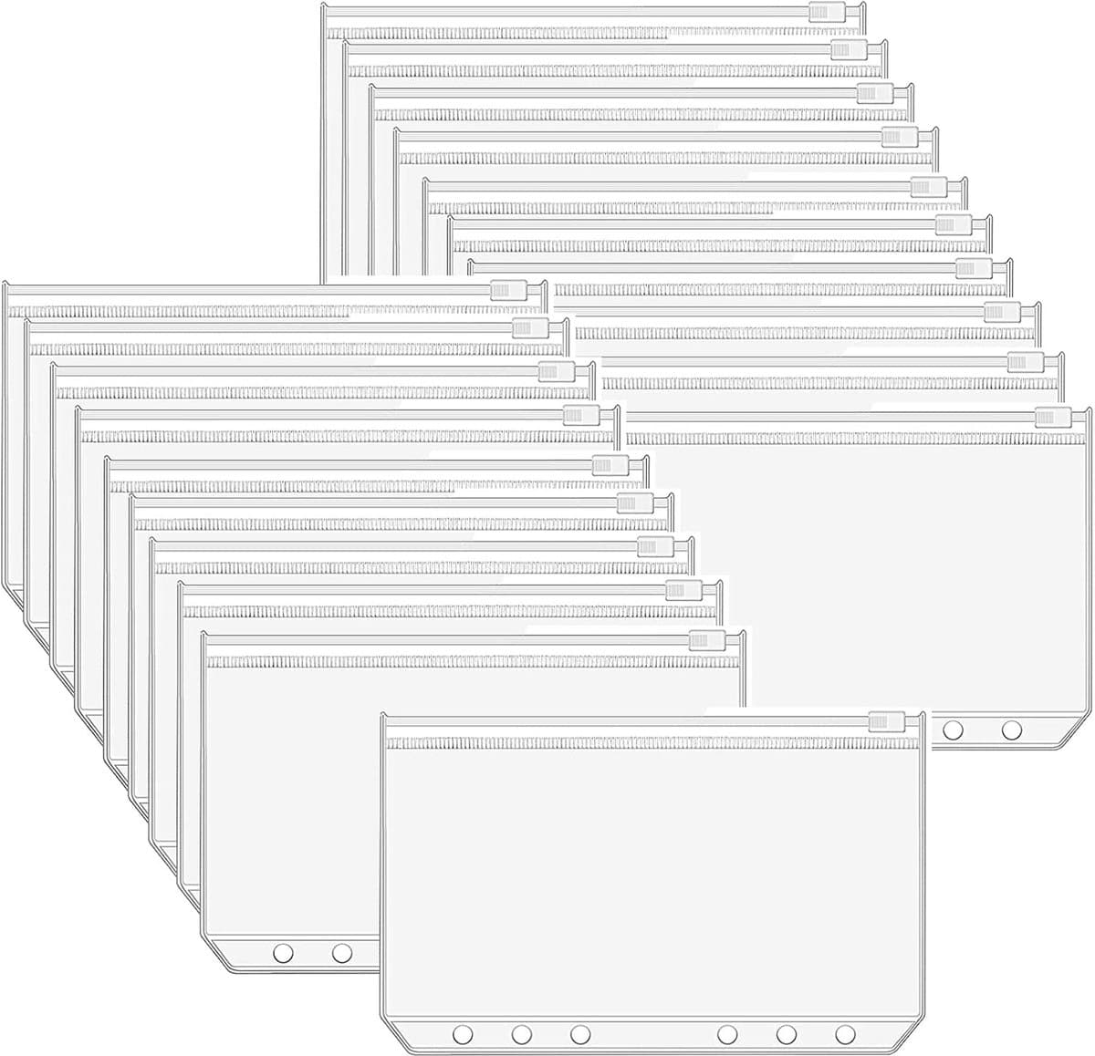 Geperforeerde mappen, 6-gaats bindvakken, ritssluiting, map, waterdicht pvc, transparant, losse bladen voor A6 notebook binders planner