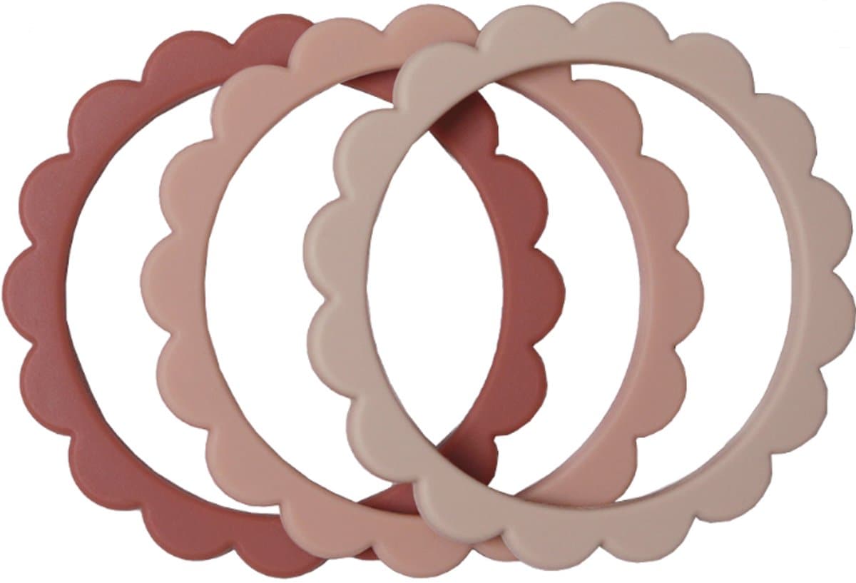 Mushie Bloemen Bijtring / Armband Blush 3 Stuks