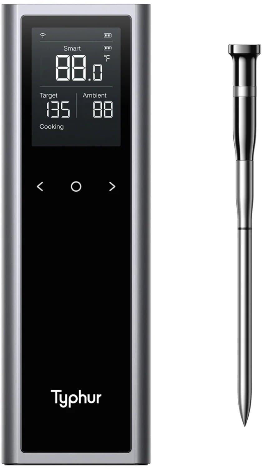 Typhur Sync One - 6-sensor probe - Draadloze vleesthermometer - BBQ thermometer - Bluetooth & WiFi - Waterdicht en hittebestendig - Batterijduur tot 50 uur - Slimme app-integratie - Compact met laadstation - Voor elke kookstijl