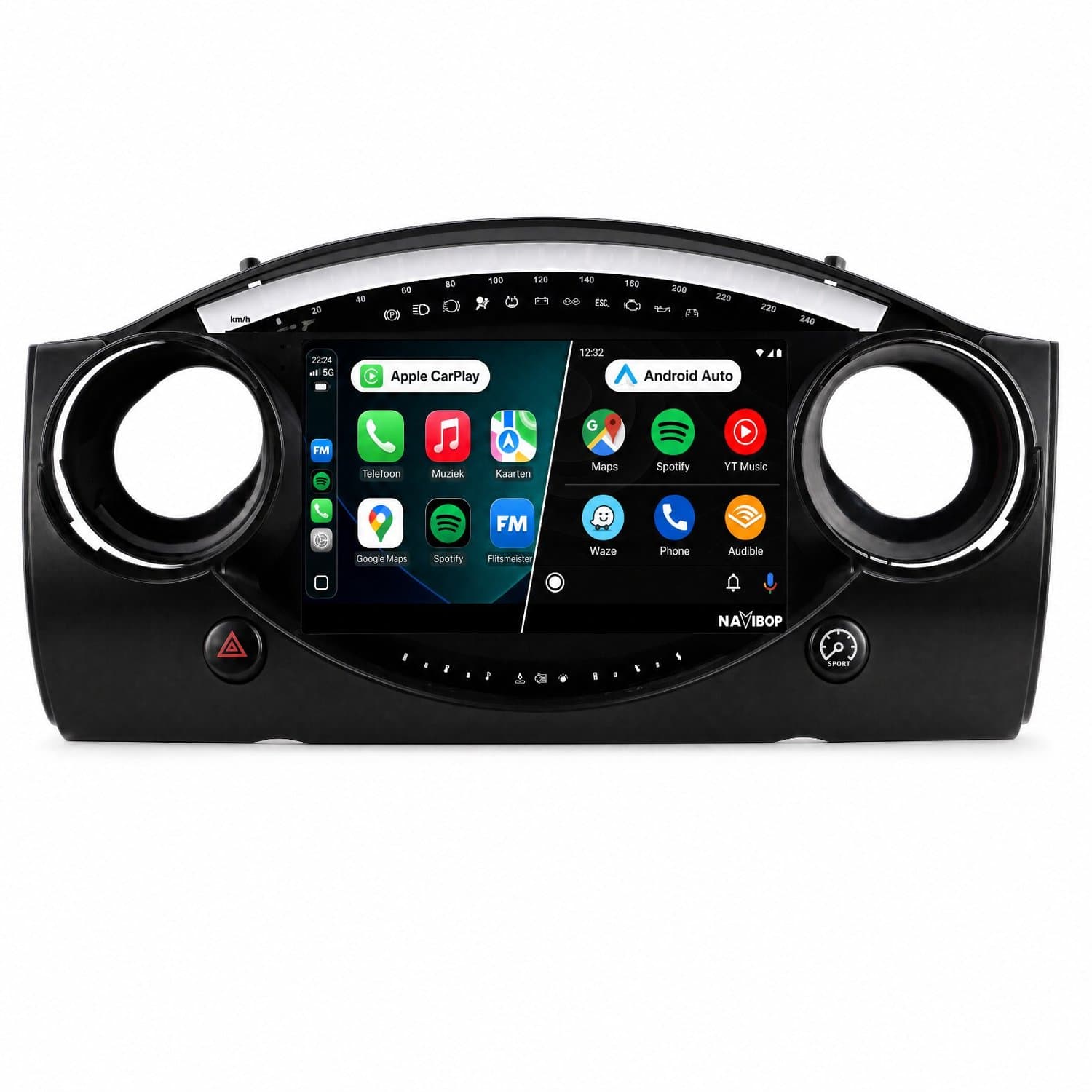 Navibop Autoradio geschikt voor MINI Cooper R53 R52 R50 2000 t/m 2007 - Draadloos Apple CarPlay & Android Auto - 9 inch touchscreen - Android 15 - 4GB/64GB - Navigatie - Bluetooth - DAB+ ready - 2 din - 2000 2001 2002 2003 2004 2005 2006 2007