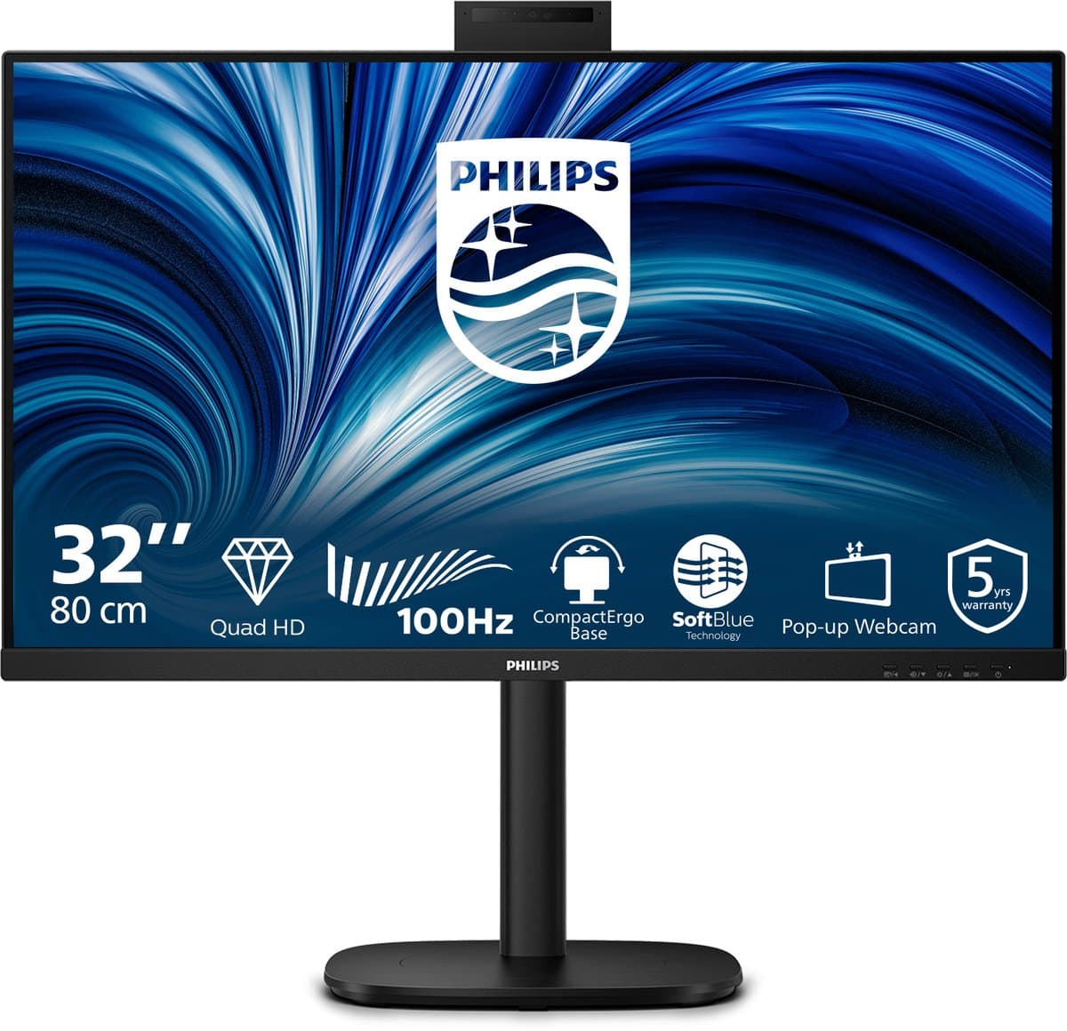 Philips 3000 series 32B2U3601H/00 computer monitor 80 cm (31.5") 2560 x 1440 Pixels Quad HD LCD Zwart