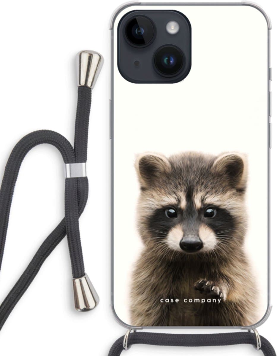 Case Company® - Hoesje met koord geschikt voor iPhone 14 hoesje met Koord - Rocco - Telefoonhoesje met Zwart Koord - Bescherming aan alle Kanten en Over de Schermrand