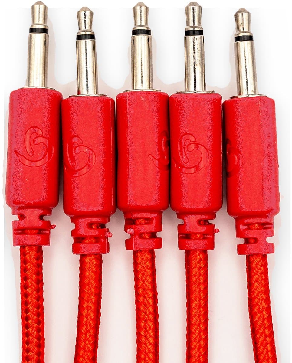 Bowl Modular Gevlochten Patchkabels 30 cm – Rood – 5 Stuks – Eurorack / Modular Synthesizer – 3,5 mm Mono Jack