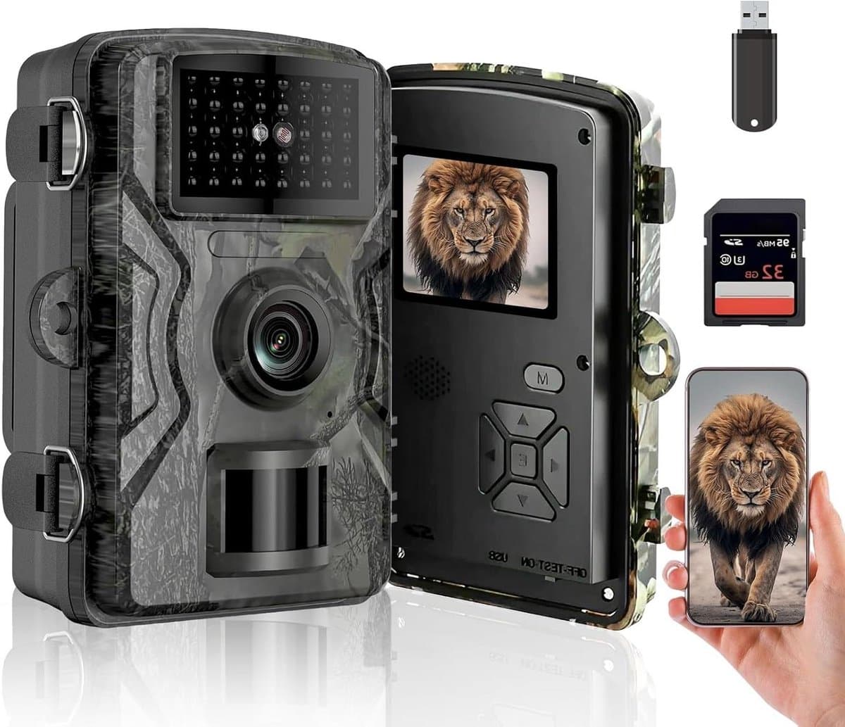 Wifi Fotoval - Wildcamera App - Natuur Observeren - 4K 60MP Beeldkwaliteit - 15 x 11 x 8 cm - Groen
