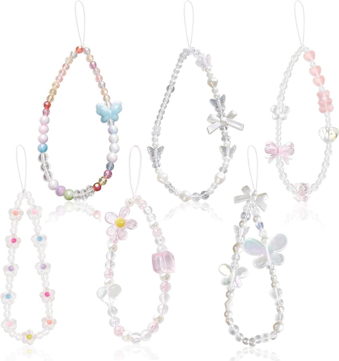 Telefoon Ketting - Mobiele Hanger - Decoratie Toevoegen - Verschillende Designs - 6 Stuks - Multicolor
