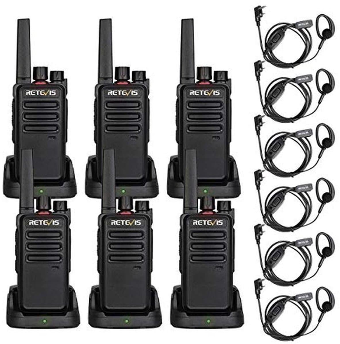 Draagbare 2-Weg Walkie Talkie met Headset - Licentievrij en Oplaadbaar - Voor Veiligheid, Restaurant en Hotel - 6 Stuks