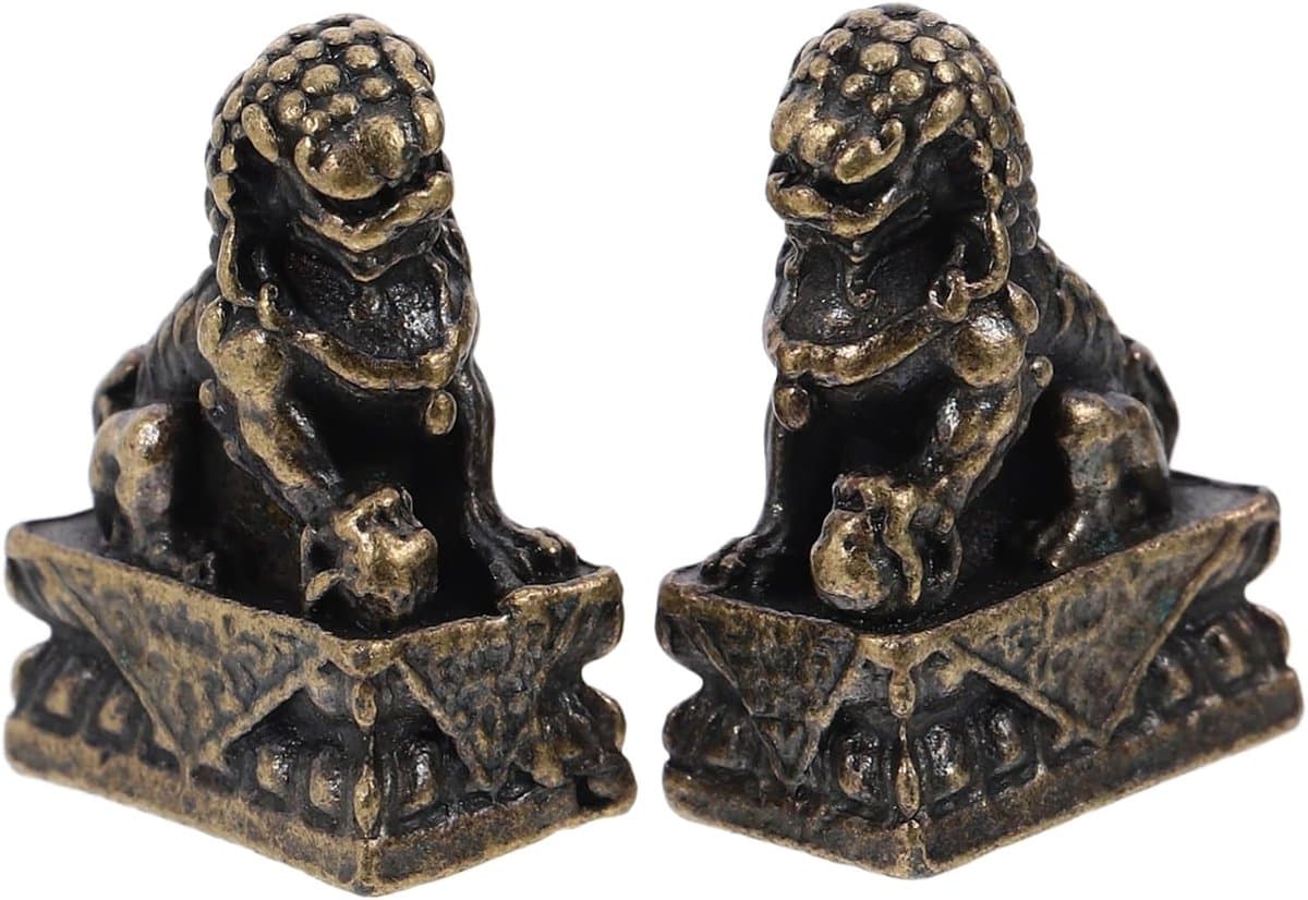 Geluk Decoratie - Voet Foo Honden - Fengshui Rijkdom - Koperen Legering - 5 x 3 x 3 cm - Koper