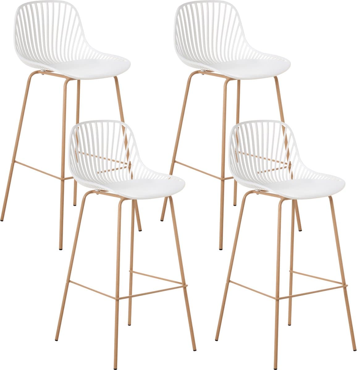 KLEVE - Set van 4 barstoelen - Wit - Synthetisch materiaal