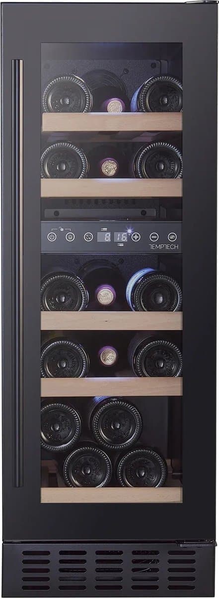 Temptech CLX30DB Classique Wijnkoelkast voor 16 flessen - 2 temperatuurzones - zwart