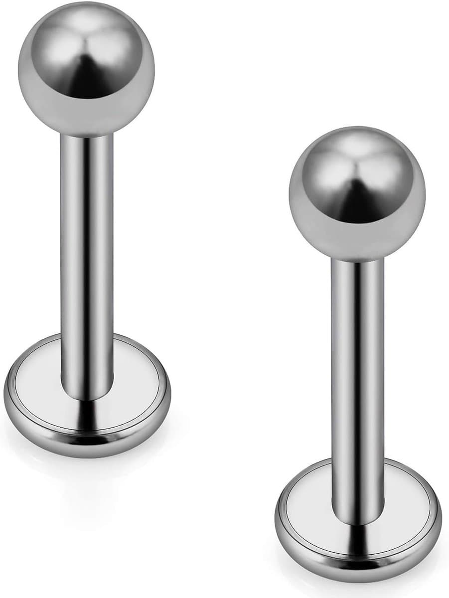 2 stks G23 Titanium Lip Bar Labret Studs 16G 6/8/10mm Tragus Kraakbeen Helix Bar Medusa Piercing Studs