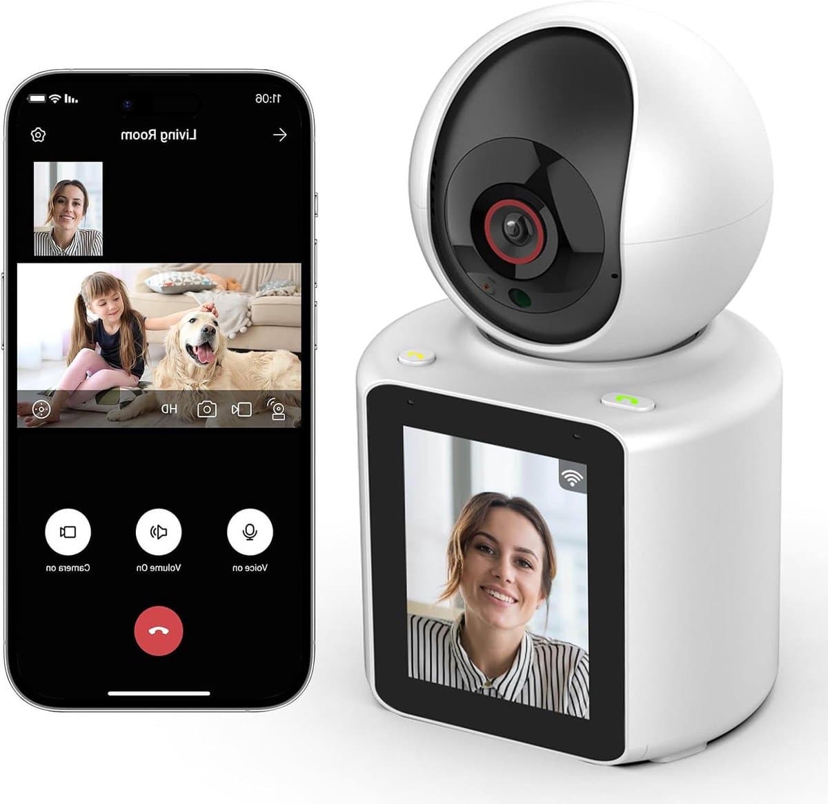 Intercom Camera - Ouder Monitor - Thuis Bewaken - Eenvoudige Oproepknop - 1080P HD - Wit