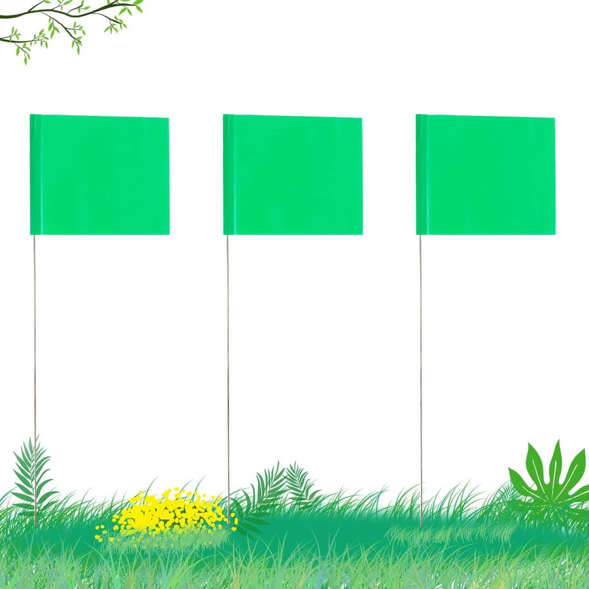 Vlaggen - 42 stuks draadvlagmarkers met 30 cm stalen paal vinyl ringvlag voor industriële ondergrondse nutsvoorzieningen riolering landschapsarchitectuur landmeetkundige