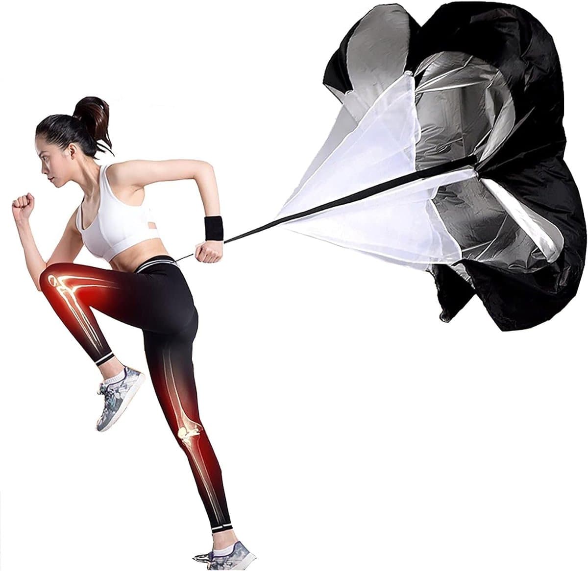Weerstand parachute - Snelheidstraining Parachute - Explosieve Kracht Verhogen - Ingebouwde mesh panelen - 5-15 kg weerstand - Zwart