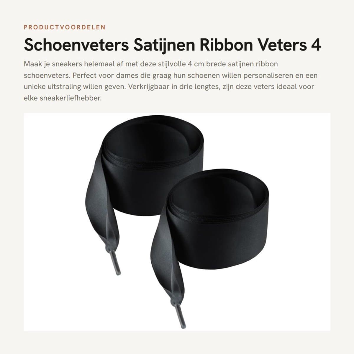Dailygoods- Satin Veters 4 cm Breed - Ribbon Veters - Schoenveters 100/130/150 cm - Stijlvolle Veters - Platte Veters - Voor Sneakers