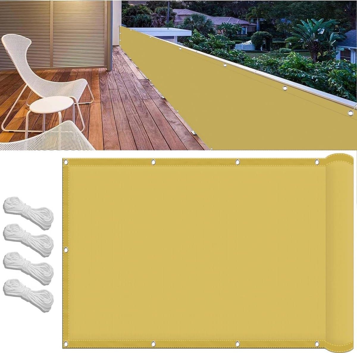 Schaduwdoek Vierkant - Zonnedoek Terras - Buiten Leven - Waterafstotend Materiaal - 135x450 cm - Creme