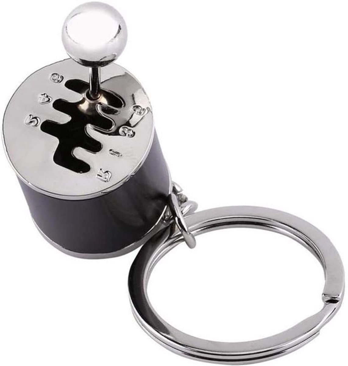Creatieve sleutelhanger - Sleutelhanger - Zesversnellingsknop - Transmissiesleutelring - Metalen Sleutelhanger - Cadeau - Geschikt voor auto liefhebbers - Zilverkleurig.