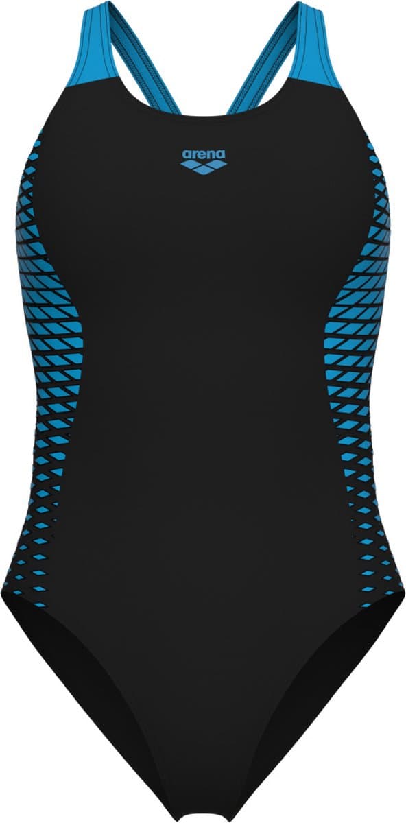 Arena Badpak Openings V Back Zwart-Turquoise